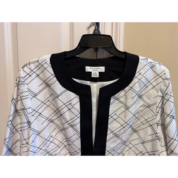 Rafael Black White Women’s Plus Size Blazer 3/4 Sleeves Lined Sz 3X - Picture 3 of 10